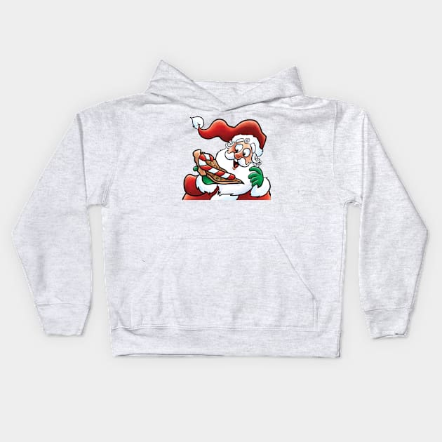 Candy Cane Pizza Kids Hoodie by Grasdal